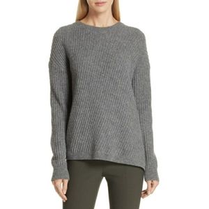 Vince Solid Wool Blend Side Slit Gray Sweater